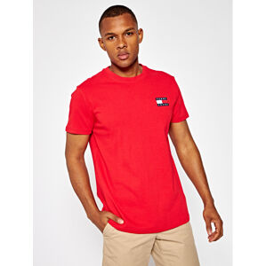 Tommy Jeans pánské červené tričko Badge - XL (XNL)